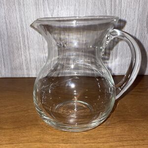 Vintage 1990s Lord Carlton Fine Crystal Etched Pitcher Jug 4.5” Petite Glass